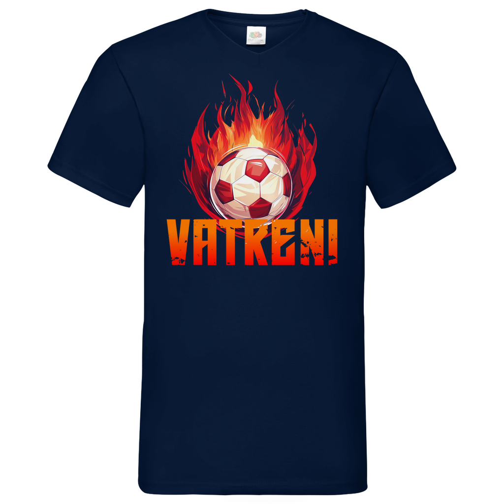 Sportliches "VATRENI" V-Neck T-Shirt für Herren mit Schachbrett-Fußball-Motiv