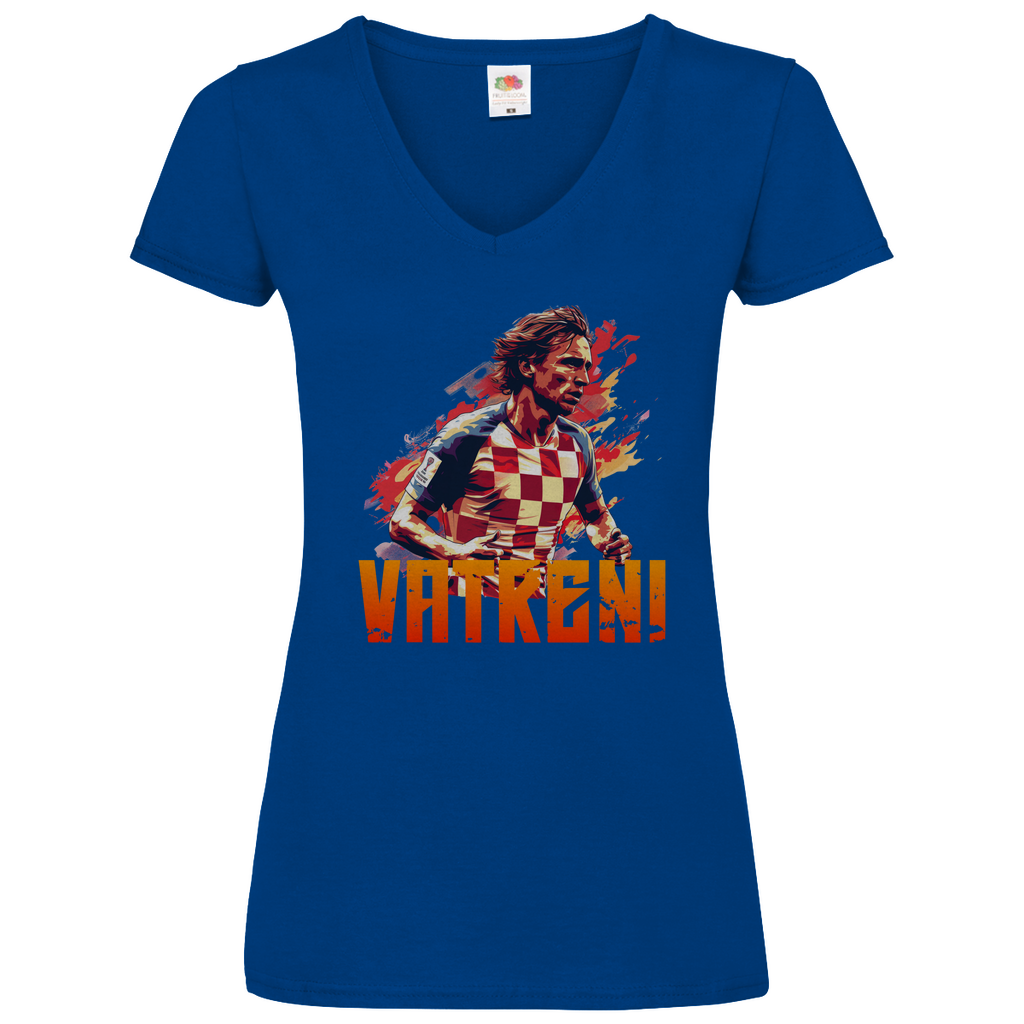 Elegantes "VATRENI" Luka Modric V-Neck T-Shirt für Damen