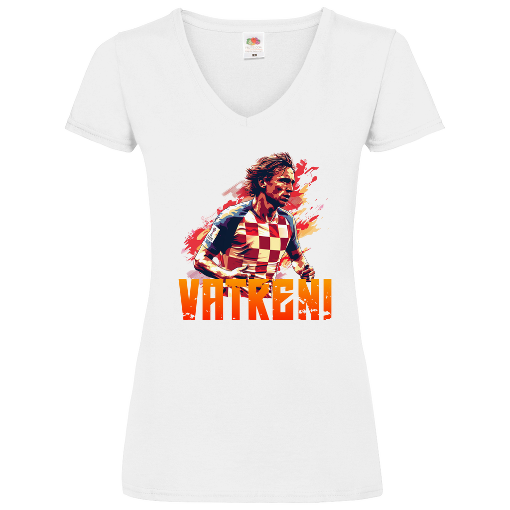 Elegantes "VATRENI" Luka Modric V-Neck T-Shirt für Damen