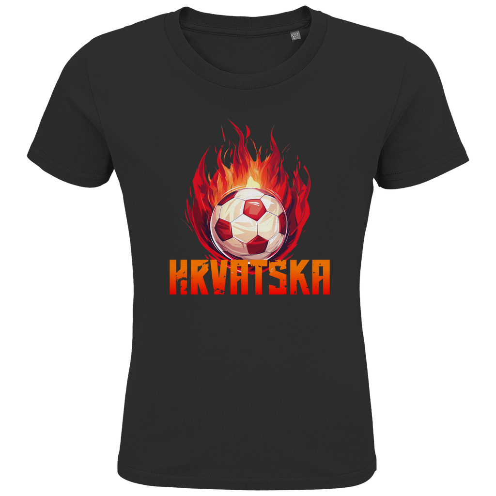 Cooles "HRVATSKA" T-Shirt für Kinder mit brennendem Fußball-Motiv