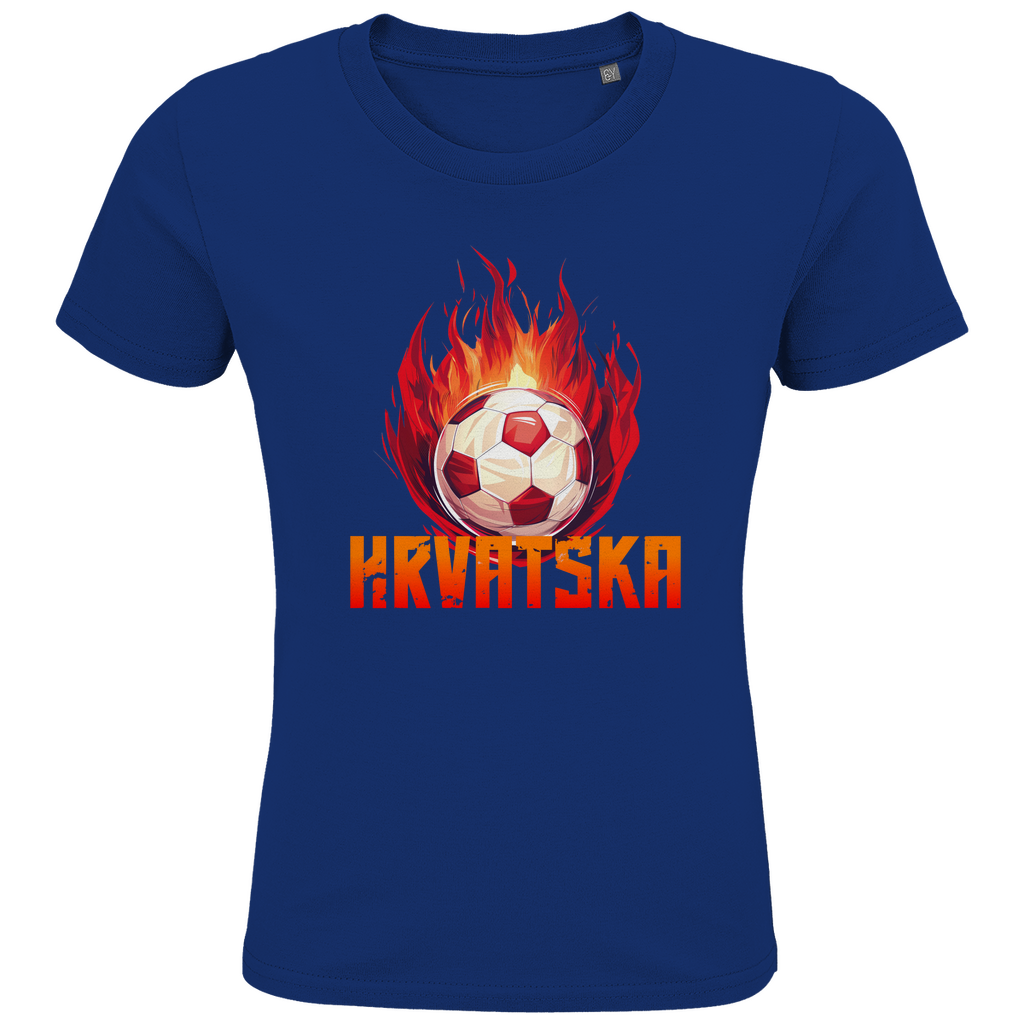 Cooles "HRVATSKA" T-Shirt für Kinder mit brennendem Fußball-Motiv
