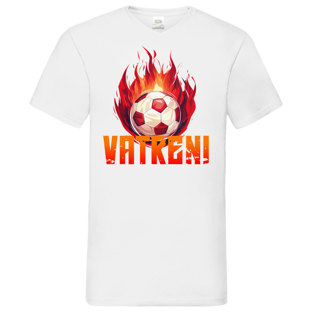 Sportliches "VATRENI" V-Neck T-Shirt für Herren mit Schachbrett-Fußball-Motiv