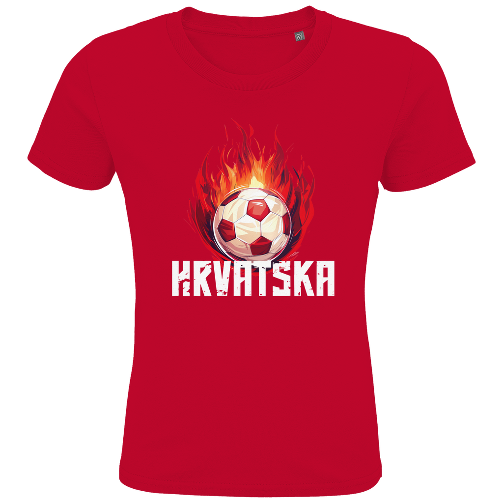 Cooles "HRVATSKA" T-Shirt für Kinder mit brennendem Fußball-Motiv