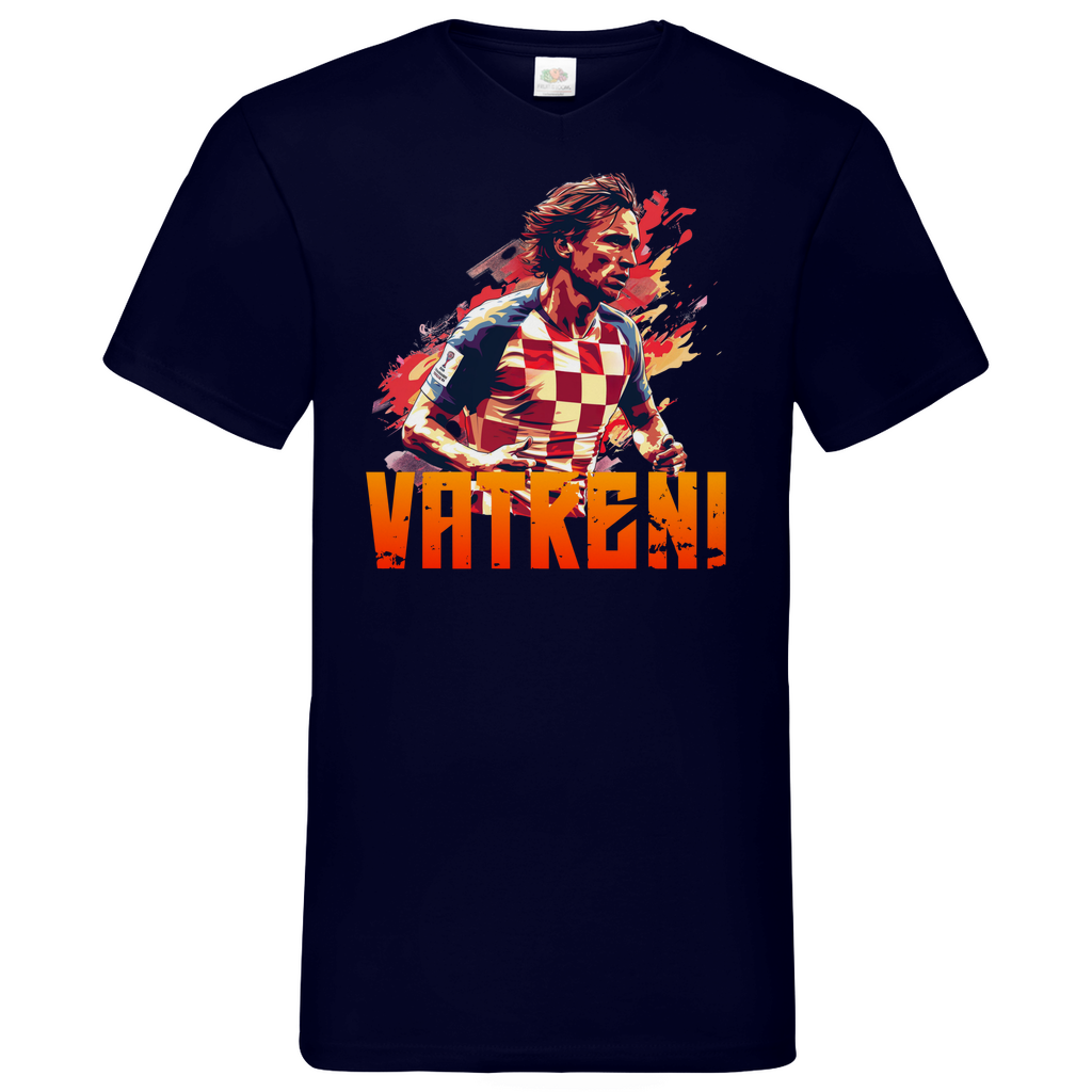 Sportliches "VATRENI" V-Neck T-Shirt für Herren mit Luka Modric Motiv
