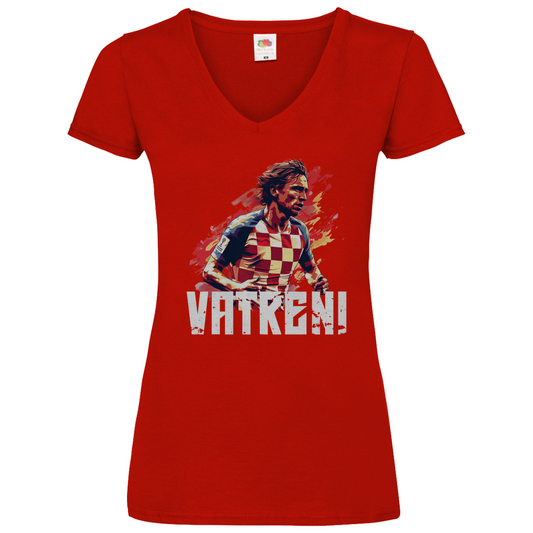 Elegantes "VATRENI" Luka Modric V-Neck T-Shirt für Damen