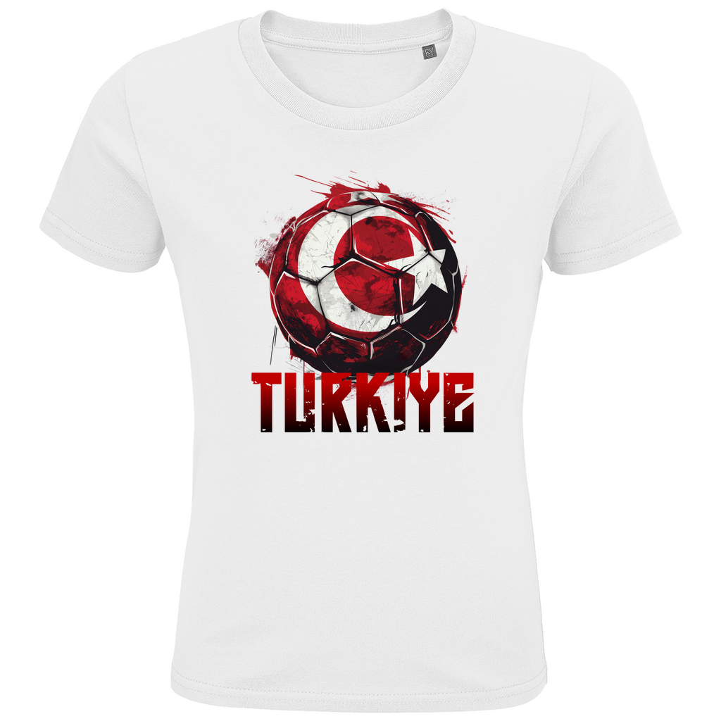 Cooles "TURKIYE" T-Shirt für Kinder mit rotem Fußball-Motiv