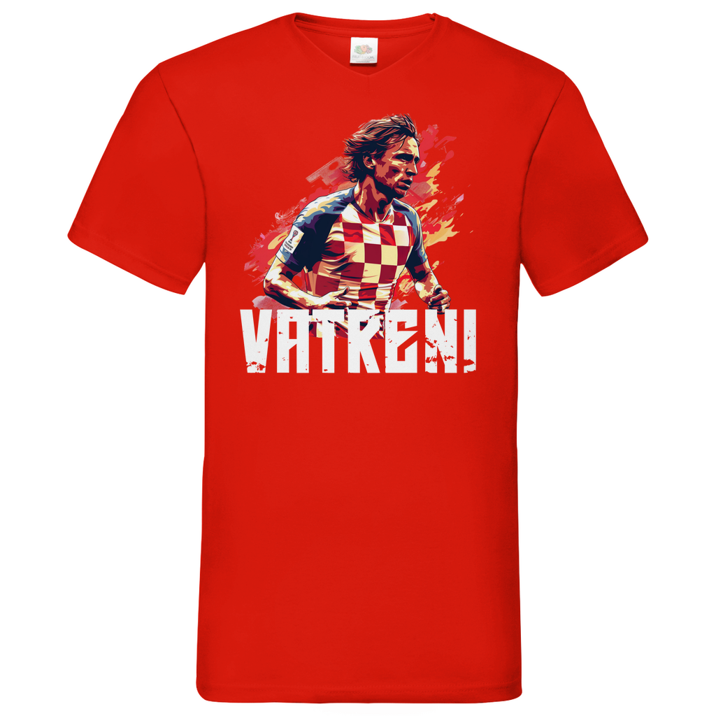 Sportliches "VATRENI" V-Neck T-Shirt für Herren mit Luka Modric Motiv