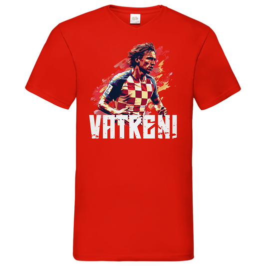 Sportliches "VATRENI" V-Neck T-Shirt für Herren mit Luka Modric Motiv