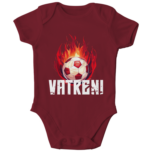 Bio-Babybody "VATRENI" mit brennendem Fußball-Motiv