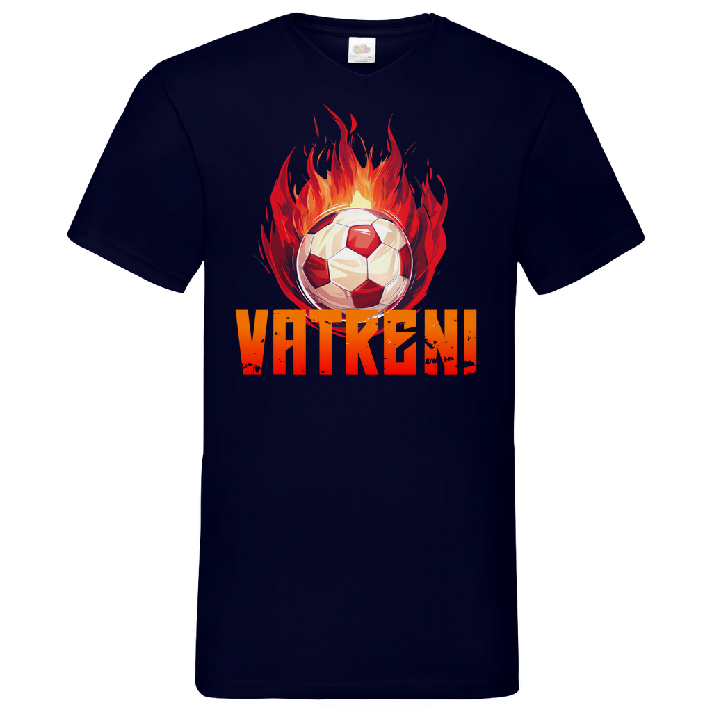 Sportliches "VATRENI" V-Neck T-Shirt für Herren mit Schachbrett-Fußball-Motiv