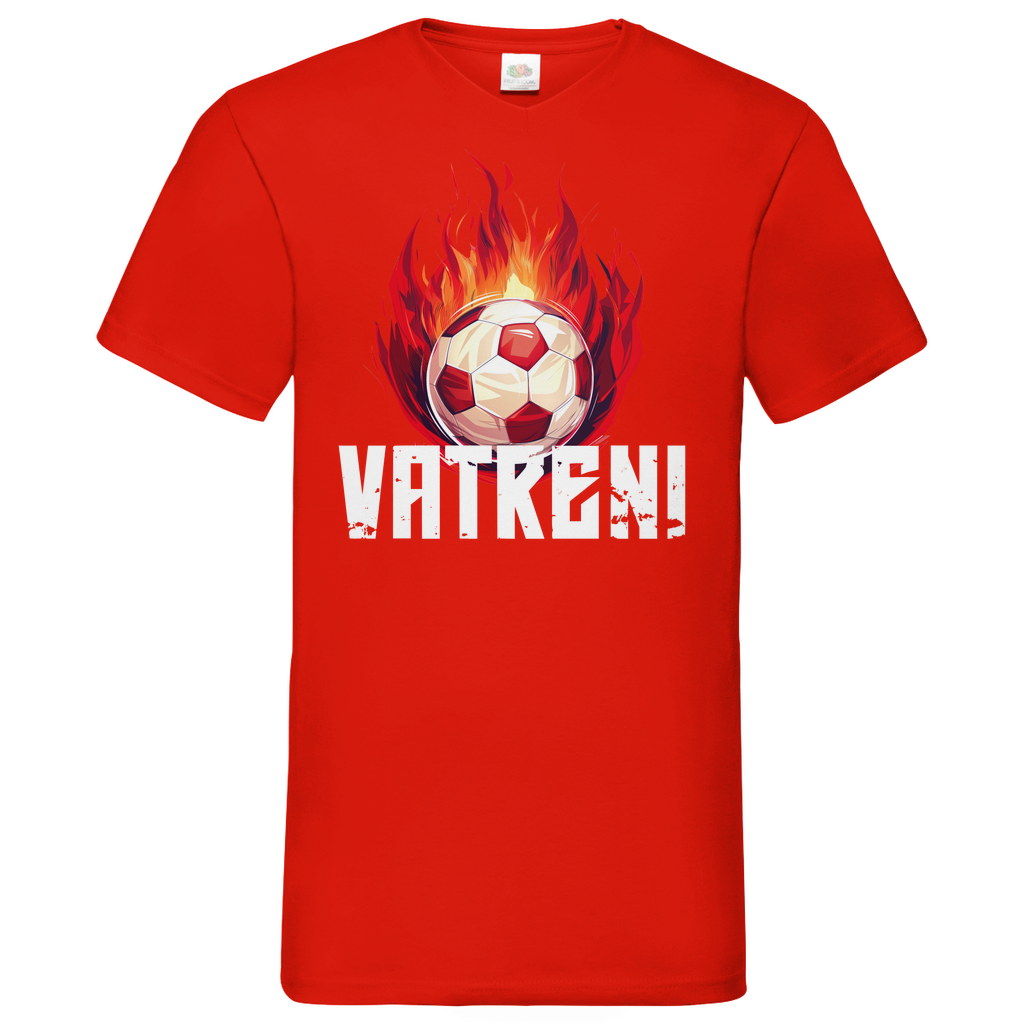 Sportliches "VATRENI" V-Neck T-Shirt für Herren mit Schachbrett-Fußball-Motiv