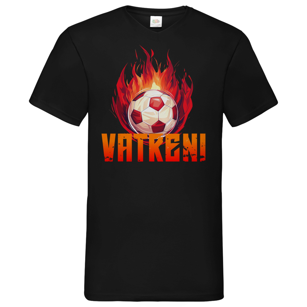 Sportliches "VATRENI" V-Neck T-Shirt für Herren mit Schachbrett-Fußball-Motiv
