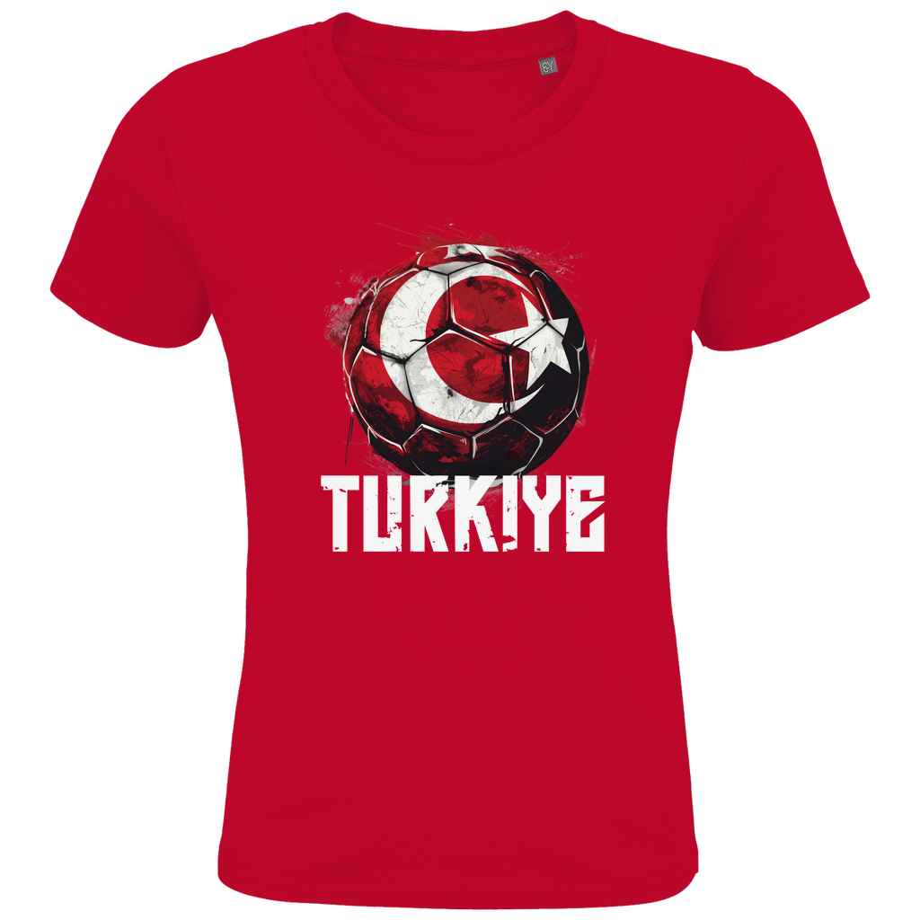 Cooles "TURKIYE" T-Shirt für Kinder mit rotem Fußball-Motiv