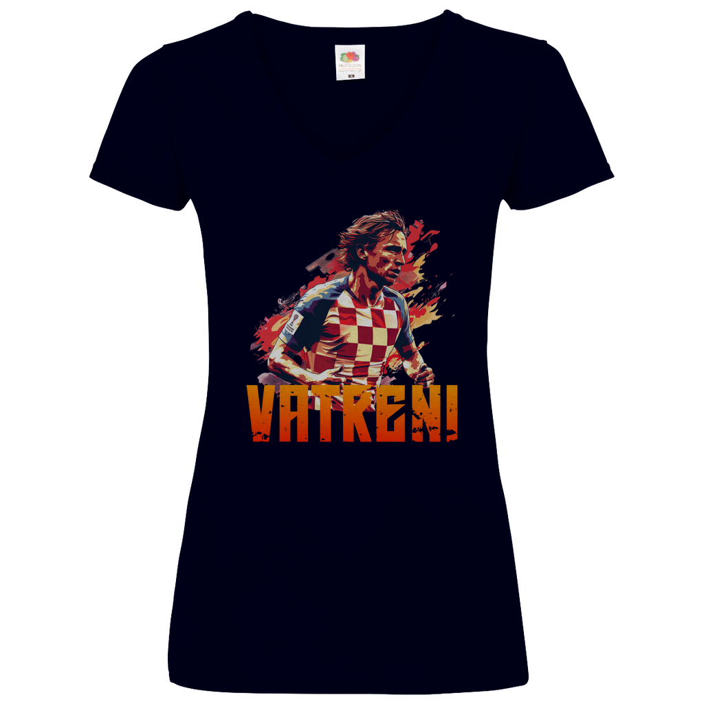 Elegantes "VATRENI" Luka Modric V-Neck T-Shirt für Damen